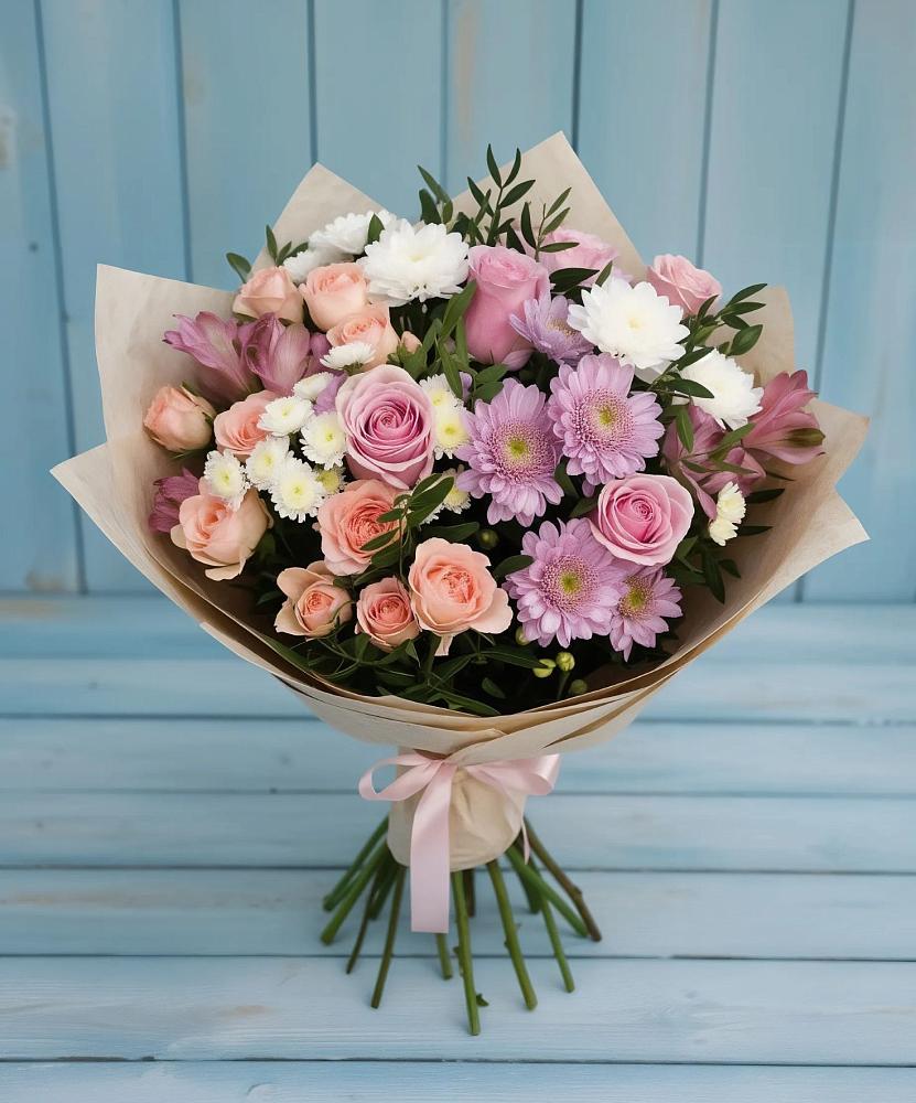Букет цветов из: Хризантемы, Розы и Альстромерии во Владикавказе