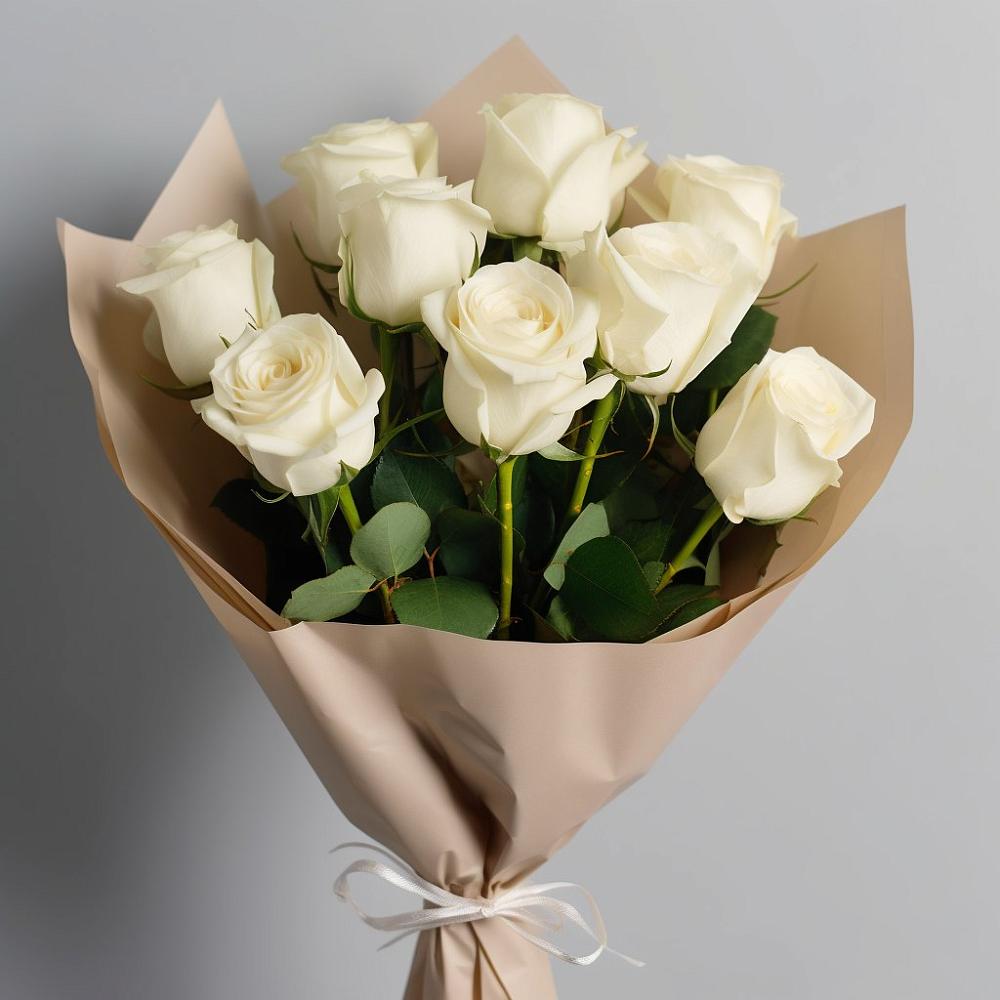 Букет 9 Белых роз Эдлесс Лав во Владикавказе