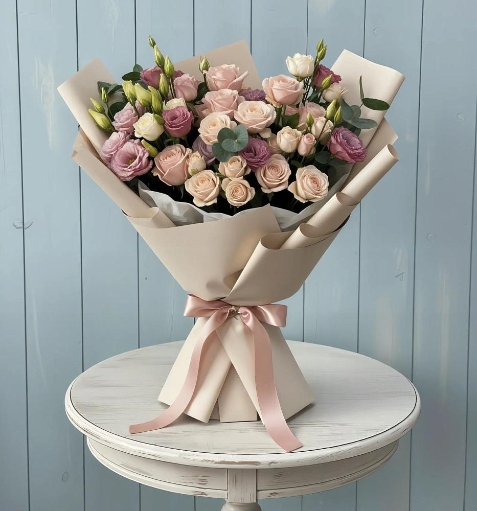 Букет цветов из: Розы и Лизиантусы во Владикавказе