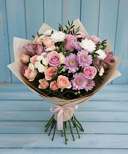 Букет цветов из:  Хризантемы, Розы и Альстромерии #REPLACE_PRED# Владикавказе