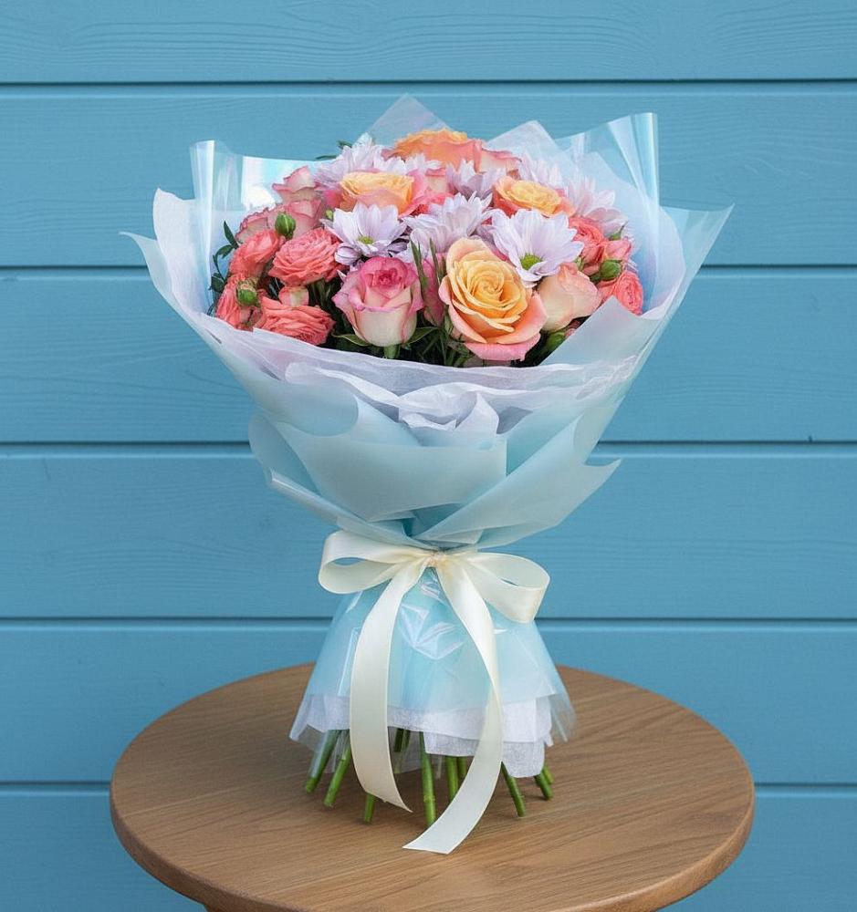 Букет цветов из: Хризантемы и Розы во Владикавказе