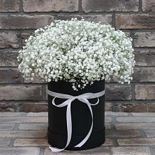 Цветочная композиция из Гипсофила в шляпной коробке во Владикавказе