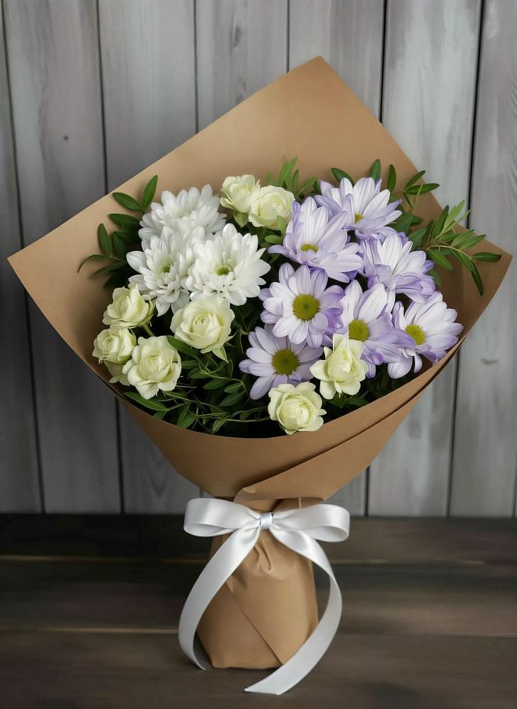 Букет цветов из: Хризантемы и Розы во Владикавказе